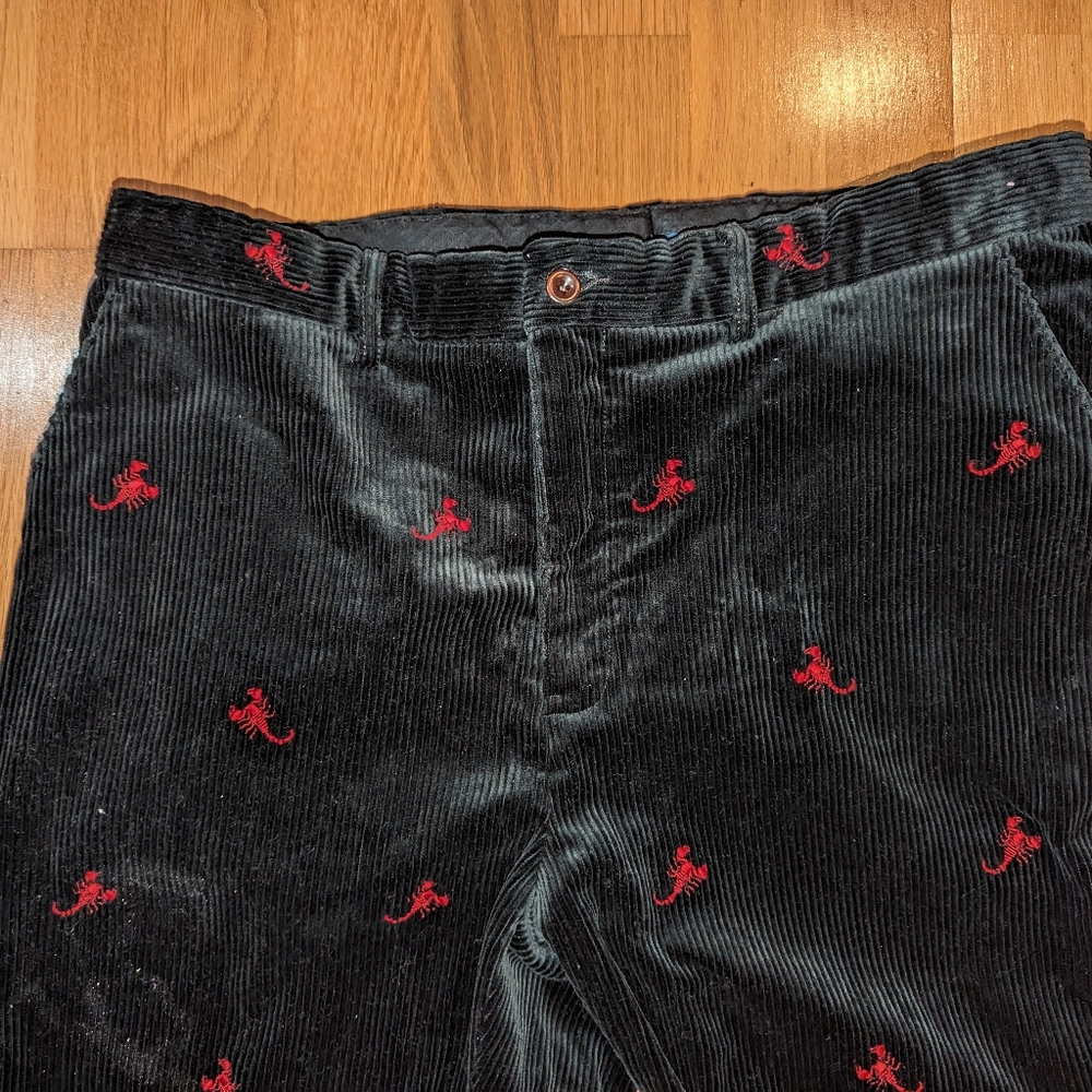 Polo by Ralph Lauren Black Corduroy Pants with Red Embroidery - Picture 5 of 16